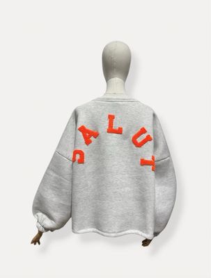 Salut sweater - grijs met oranje