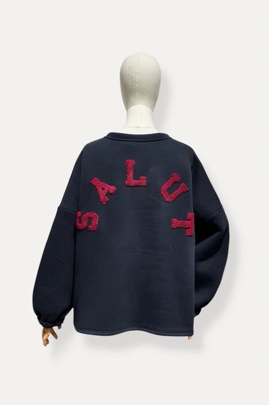 Salut sweater - navy met bordeaux