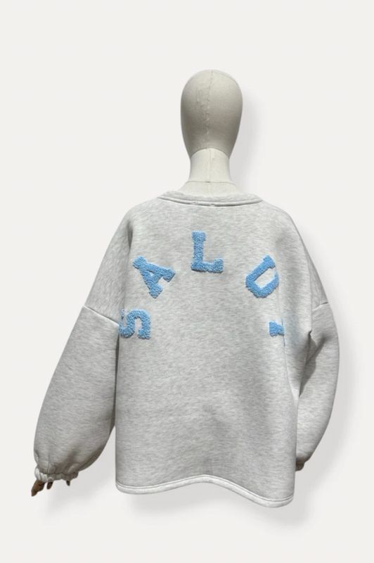 Salut sweater - grijs met lichtblauw