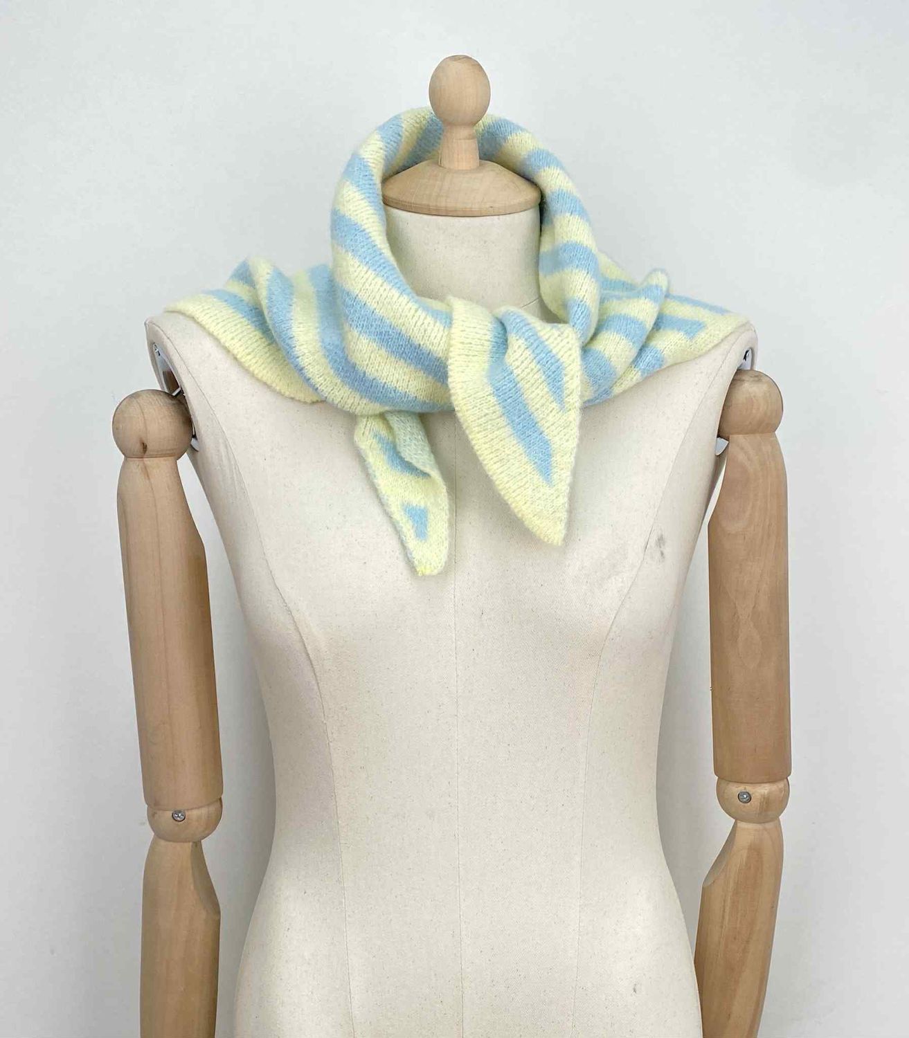 Striped driehoek sjaal - geel &amp; lichtblauw
