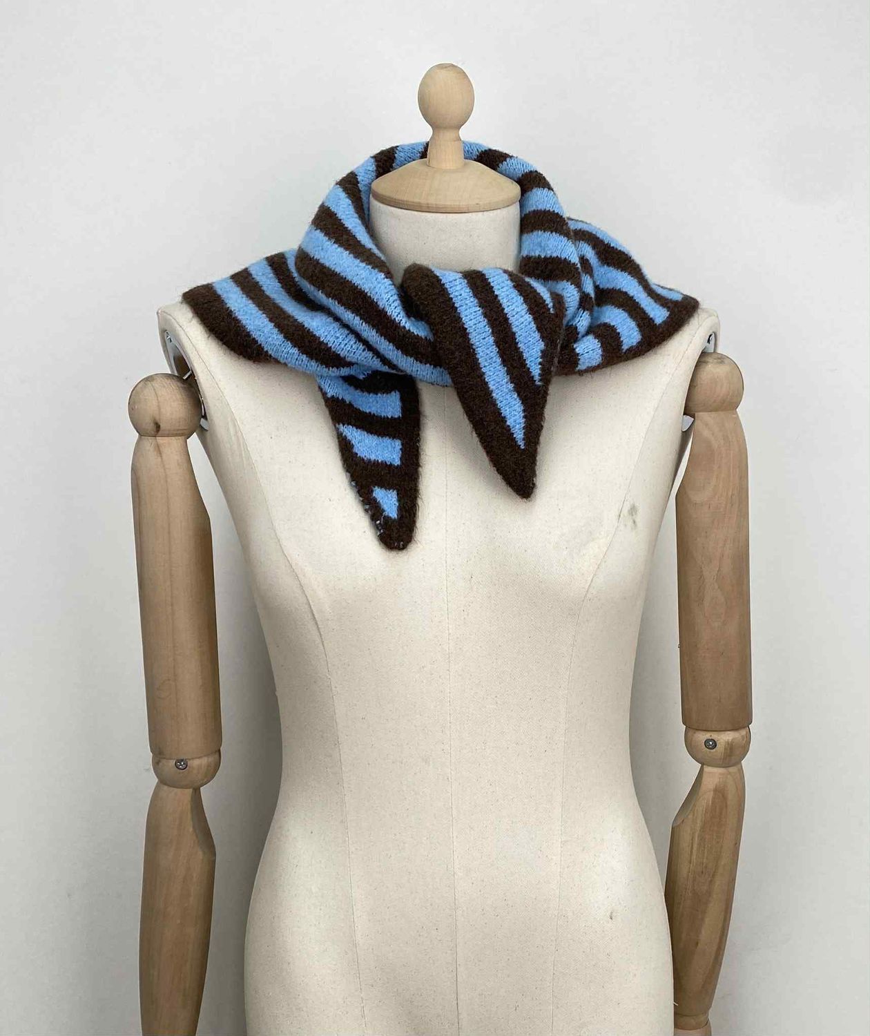 Striped driehoek sjaal - bruin &amp; lichtblauw