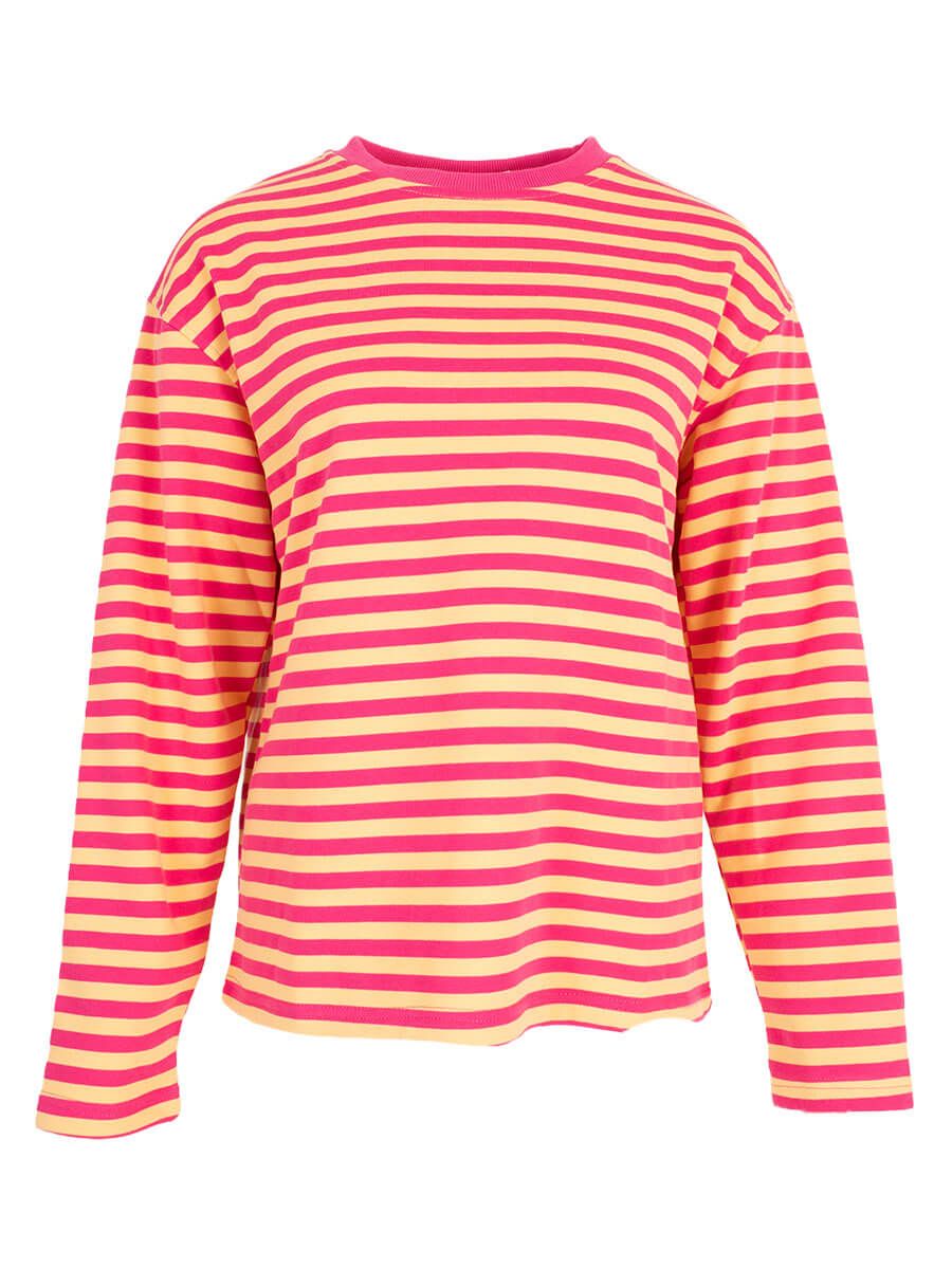 Tara striped t-shirt - lange mouwen - fuchsia &amp; geel