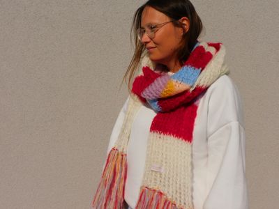 Clara sjaal - rood &amp; ecru