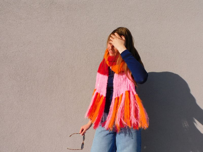 Clara sjaal - roze &amp; oranje