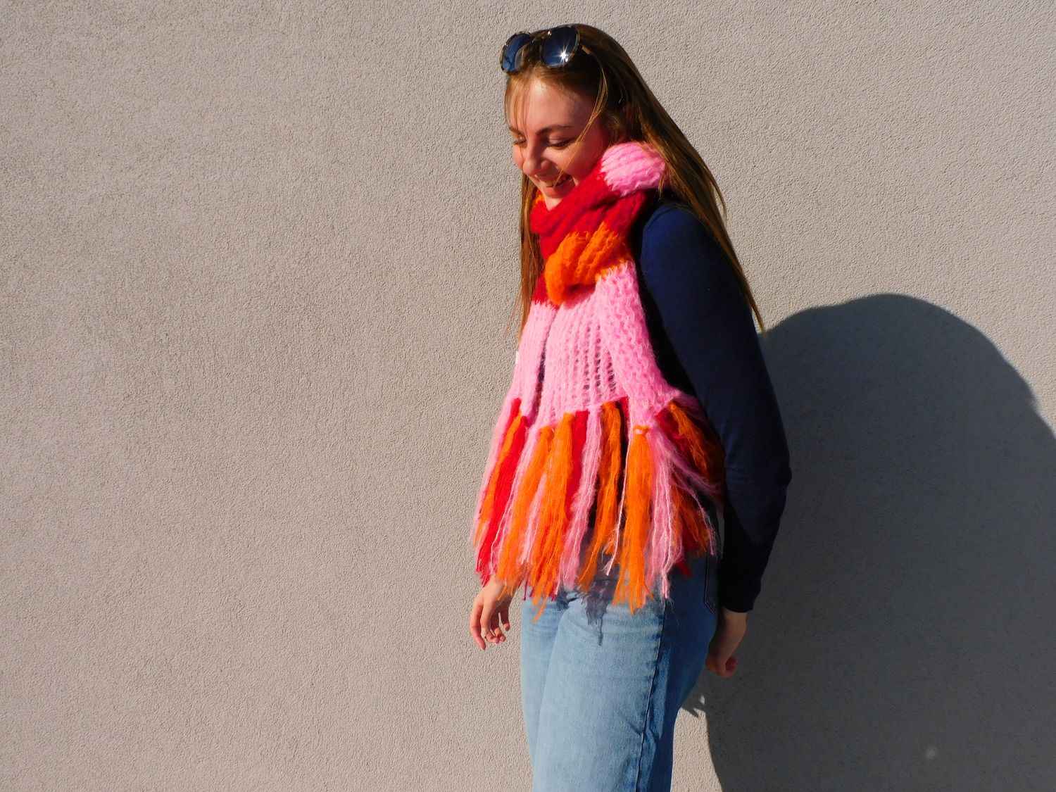 Clara sjaal - roze &amp; oranje