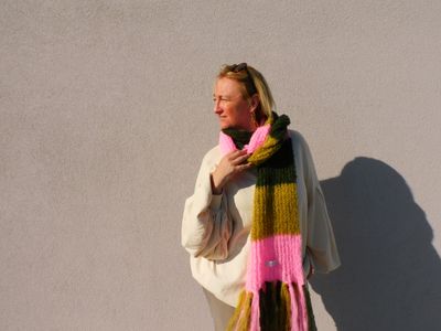 Clara sjaal - kaki &amp; felroze