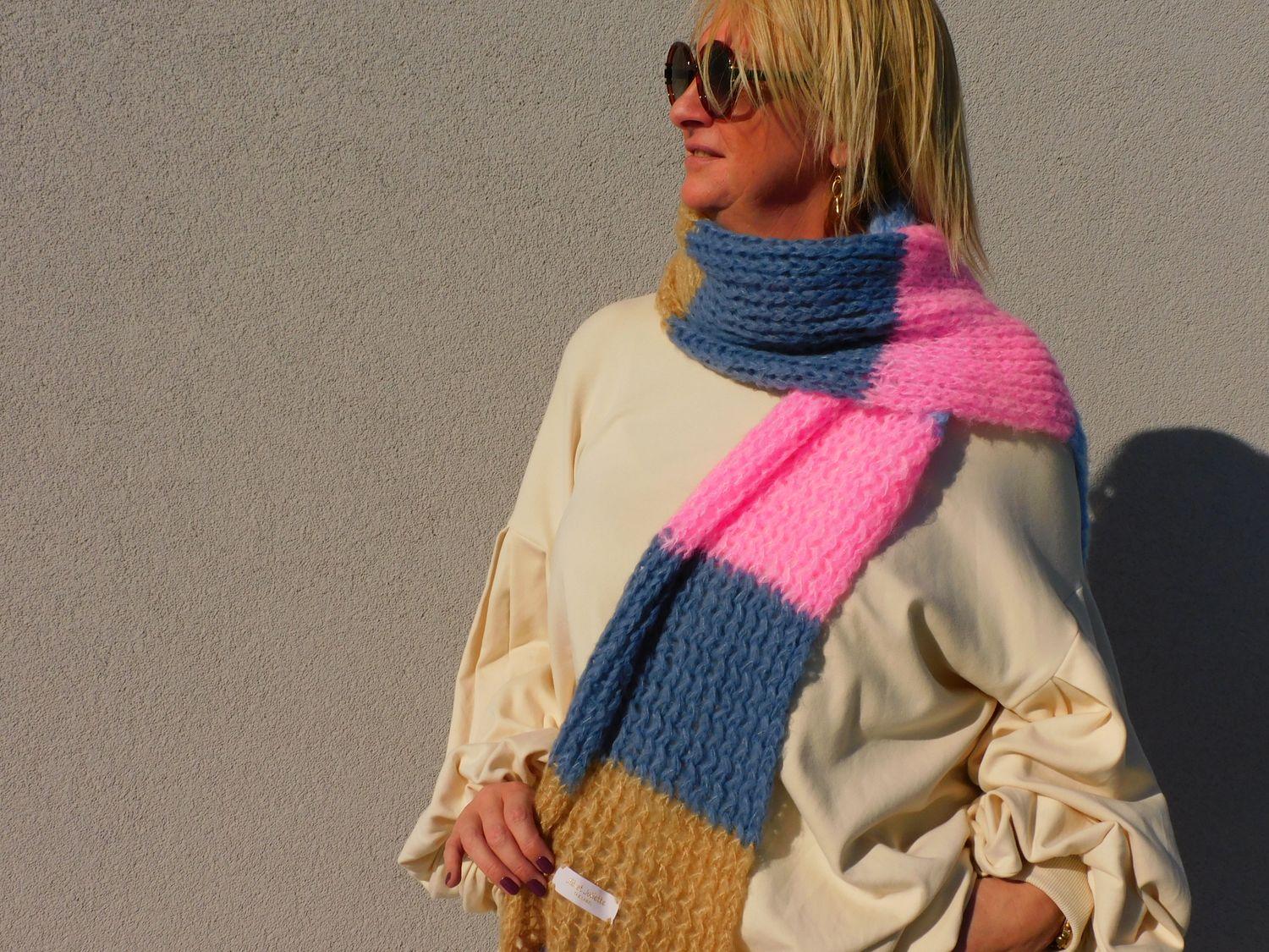 Clara sjaal - roze &amp; beige