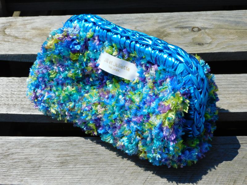 Fluffy Féline Metallic tas - blauw &amp; groen - small