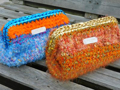 Recycled Ruby Metallic tas - paars &amp; oranje - medium