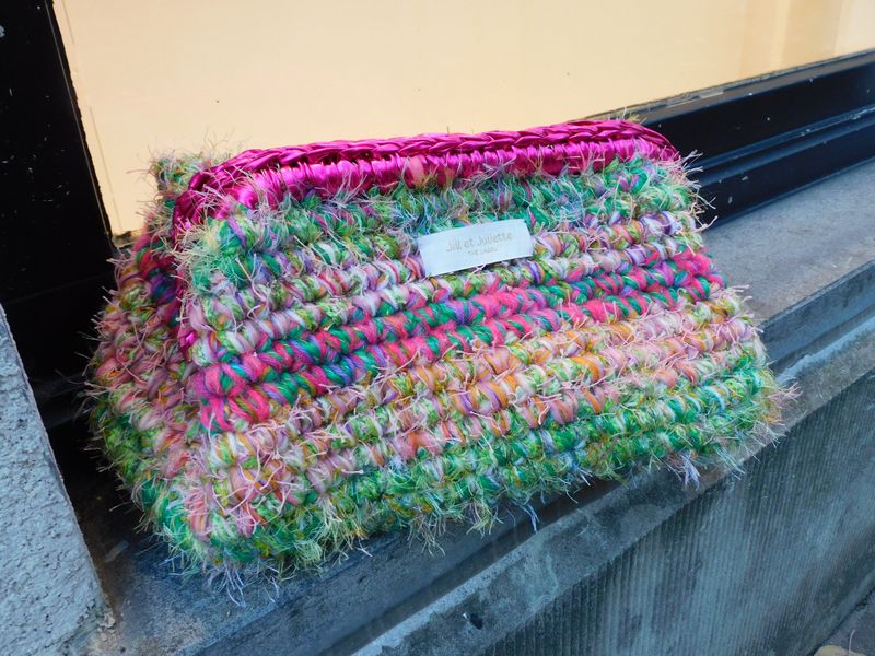 Recycled Ruby Metallic tas - groen &amp; fuchsia - medium