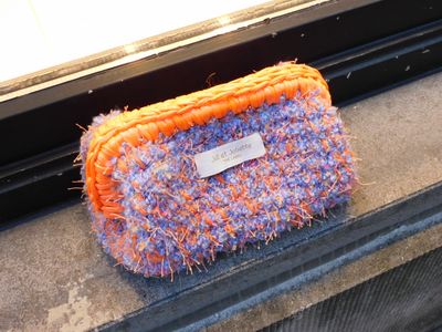 Fluffy Féline Metallic tas - lila &amp; oranje - small