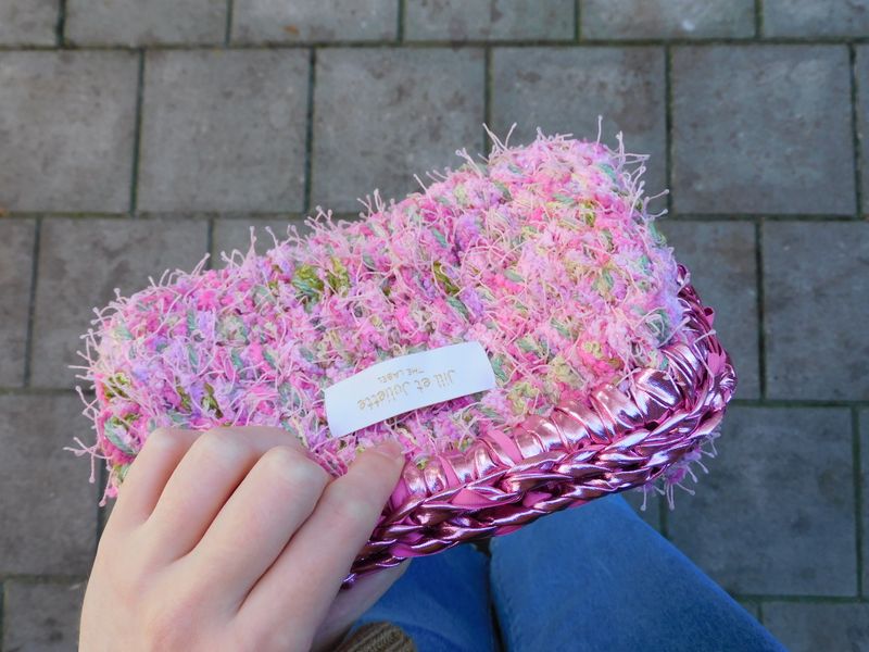 Recycled Ruby Metallic tas - roze &amp; groen - small