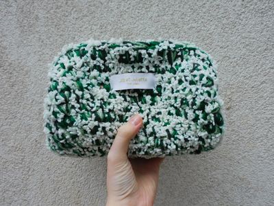 Fluffy Féline tas - wit &amp; groen - small