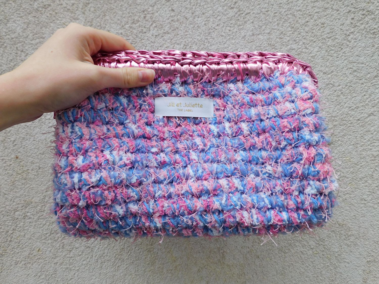 Recycled Ruby Metallic tas - blauw &amp; roze - medium