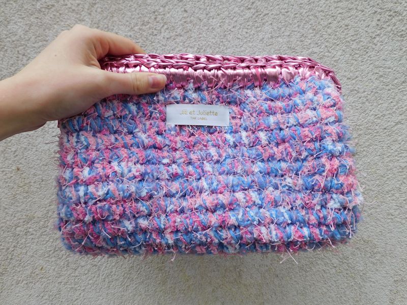 Recycled Ruby Metallic tas - blauw &amp; roze - medium