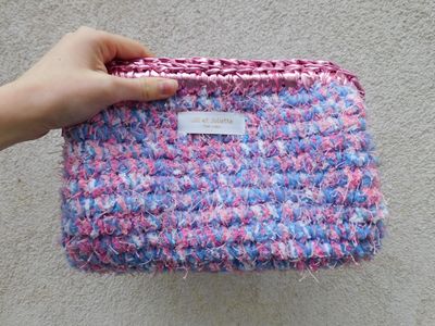 Recycled Ruby Metallic tas - blauw &amp; roze - medium