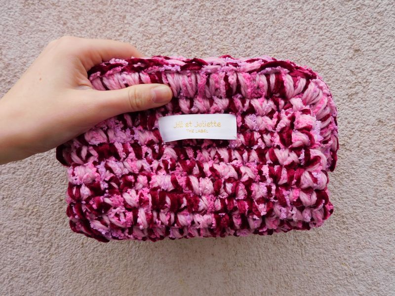 Fluffy Féline tas - roze &amp; bordeaux - small