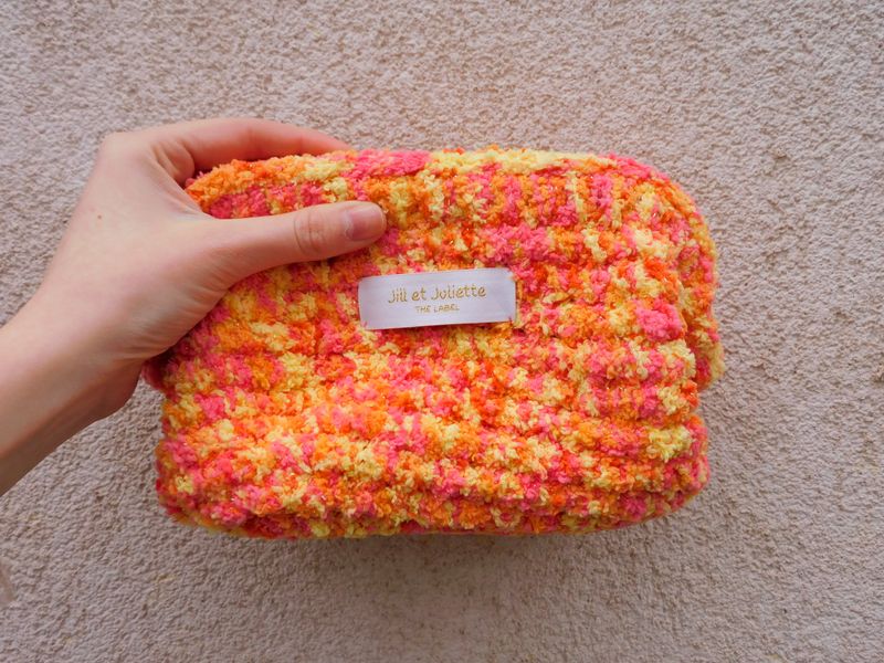 Fluffy Féline tas - roze &amp; geel - small