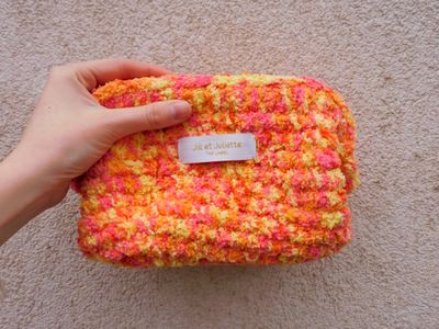 Fluffy Féline tas - roze &amp; geel - small