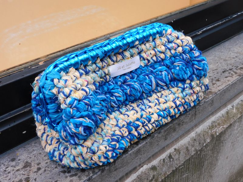 Bubbly Beau Metallic tas - blauw &amp; beige - medium