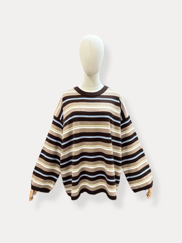 Noémie trui - bruin gestreept