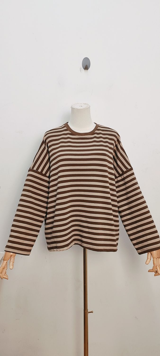 Bella striped t-shirt - lange mouwen - bruin