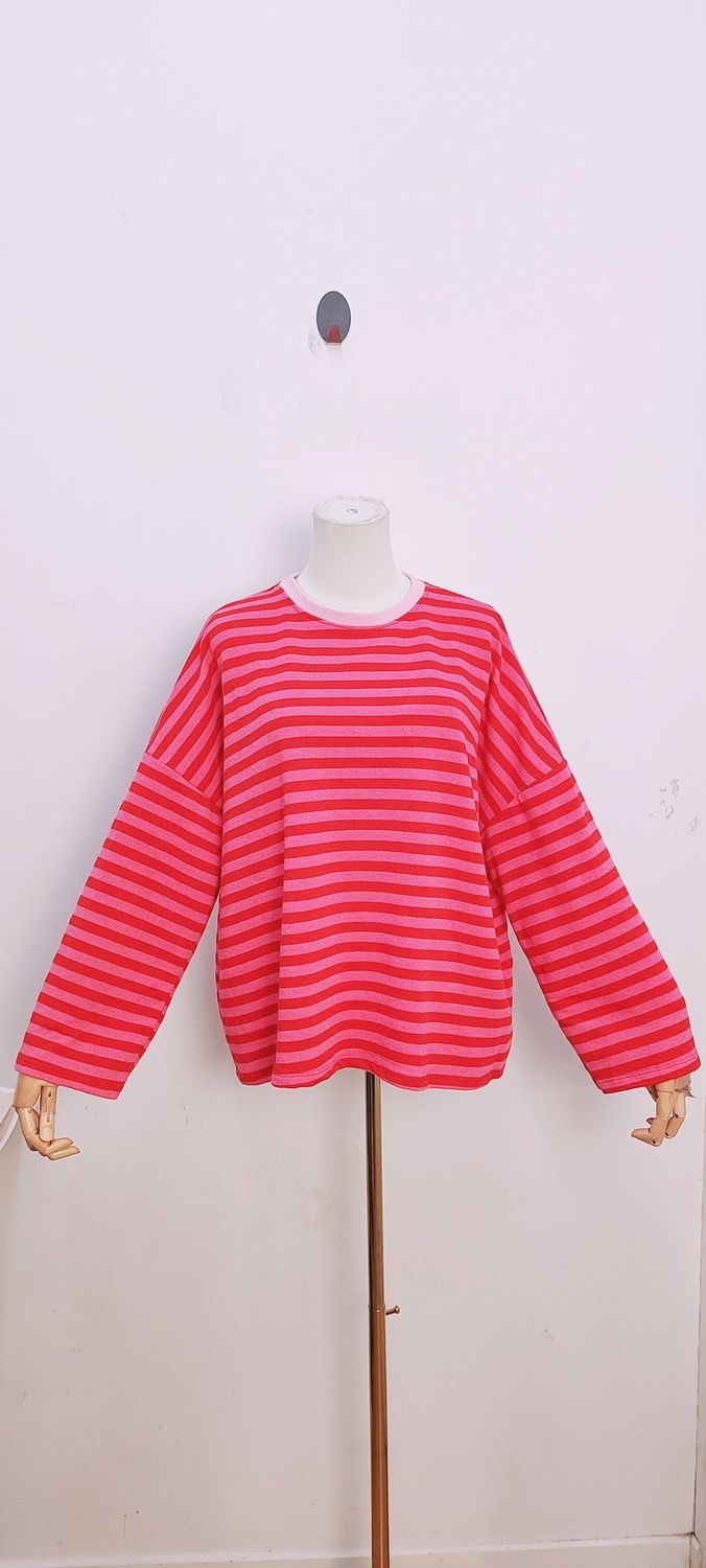 Bella striped t-shirt - lange mouwen - rood &amp; roze