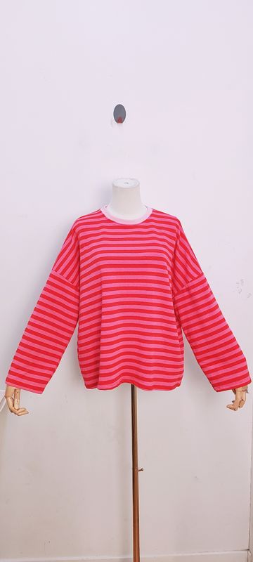 Bella striped t-shirt - lange mouwen - rood &amp; roze