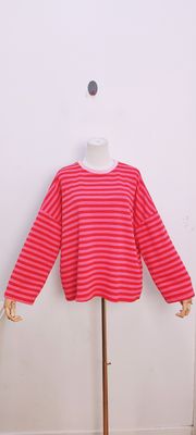 Bella striped t-shirt - lange mouwen - rood &amp; roze