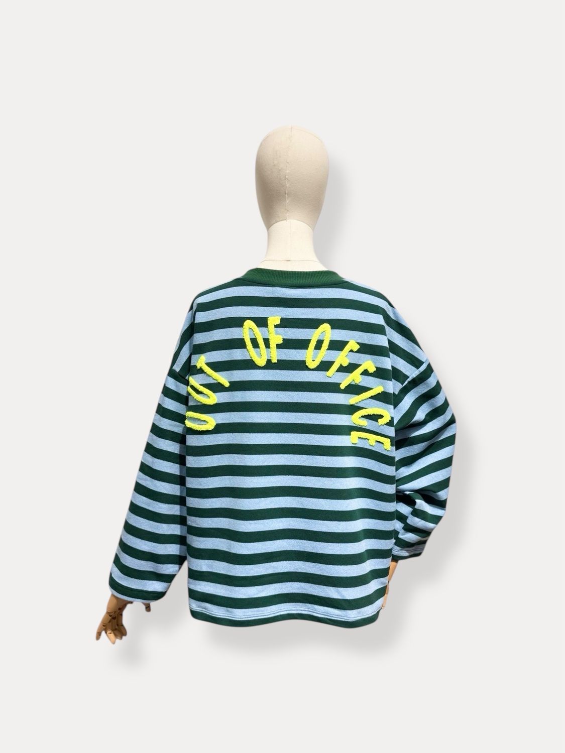 Out of office t-shirt - lange mouwen - blauw &amp; groen