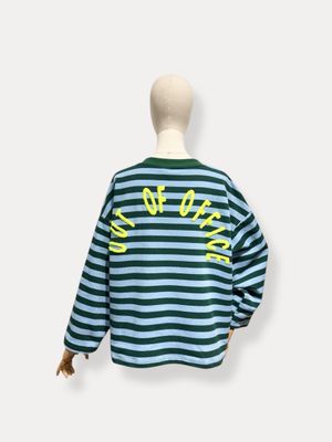 Out of office t-shirt - lange mouwen - blauw &amp; groen