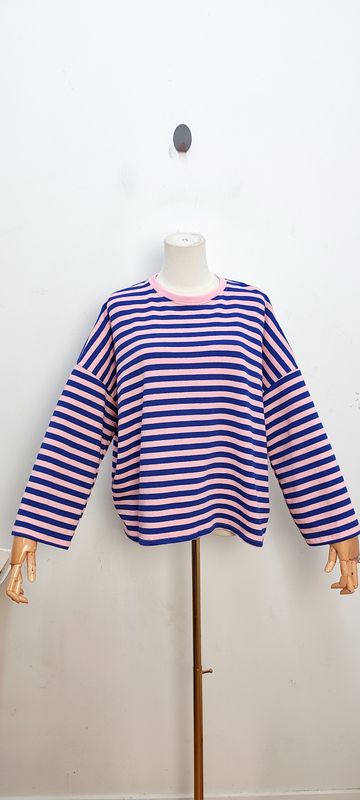 Bella striped t-shirt - lange mouwen - roze &amp; blauw