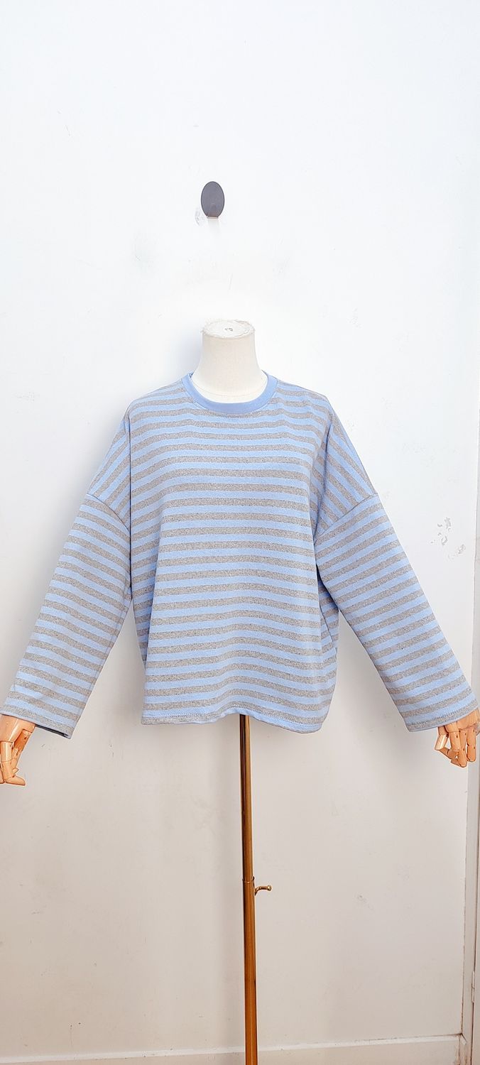 Bella striped t-shirt - lange mouwen - grijs &amp; blauw