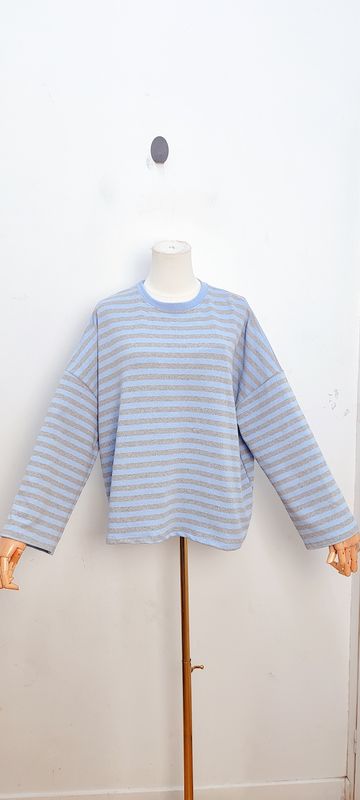 Bella striped t-shirt - lange mouwen - grijs &amp; blauw