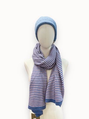 Cashmere blend sjaal - blauw &amp; roze