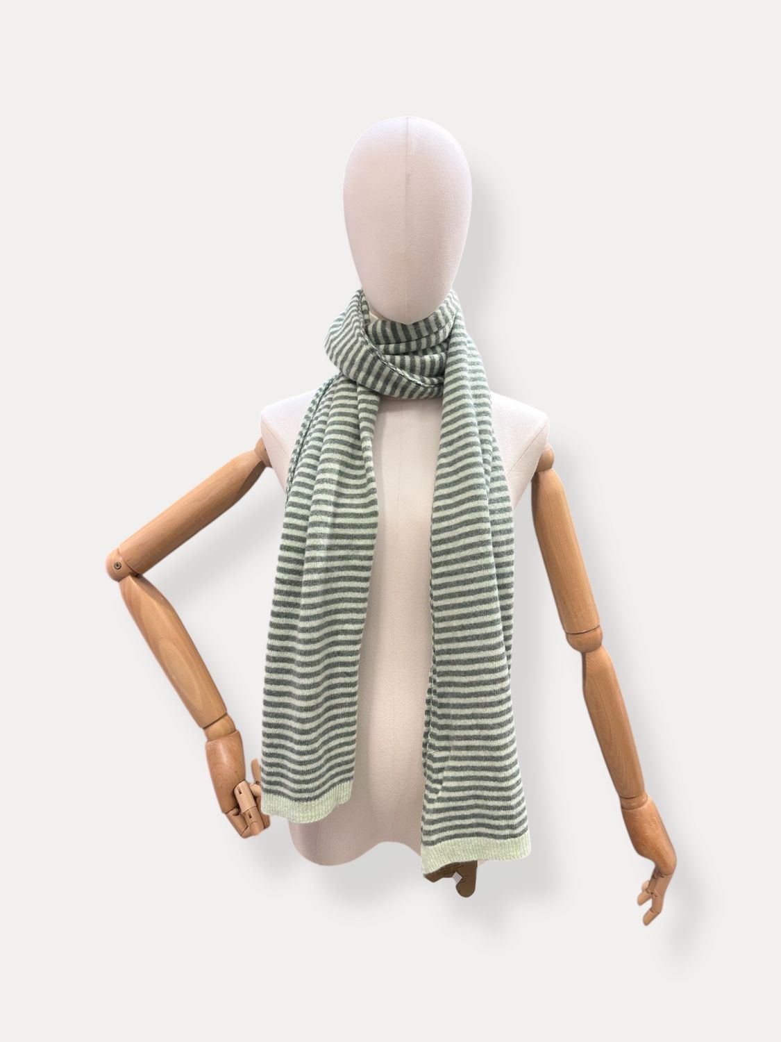 Cashmere blend sjaal - kaki &amp; mintgroen