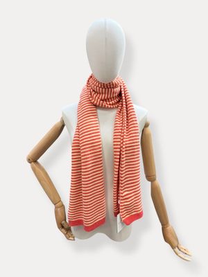 Cashmere blend sjaal - koraal &amp; beige