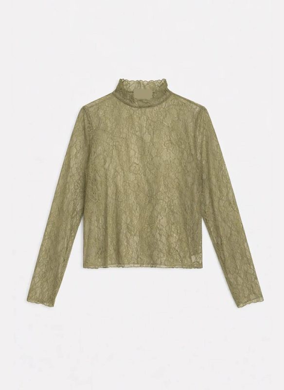 Albani kanten top - kaki