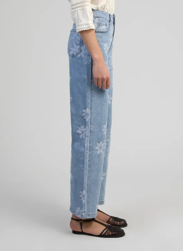 Fleur jeans - lichtblauw bloem