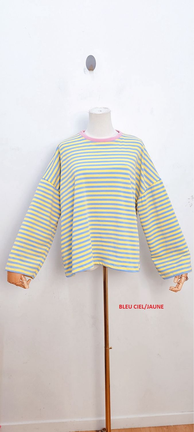 Frankie striped t-shirt - lange mouwen - geel &amp; lichtblauw