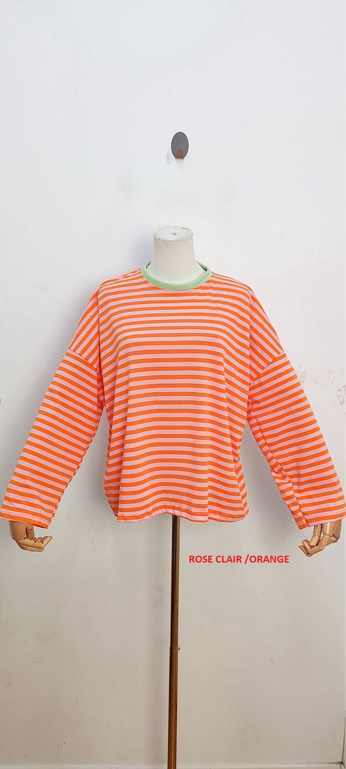 Frankie striped t-shirt - lange mouwen - roze &amp; oranje