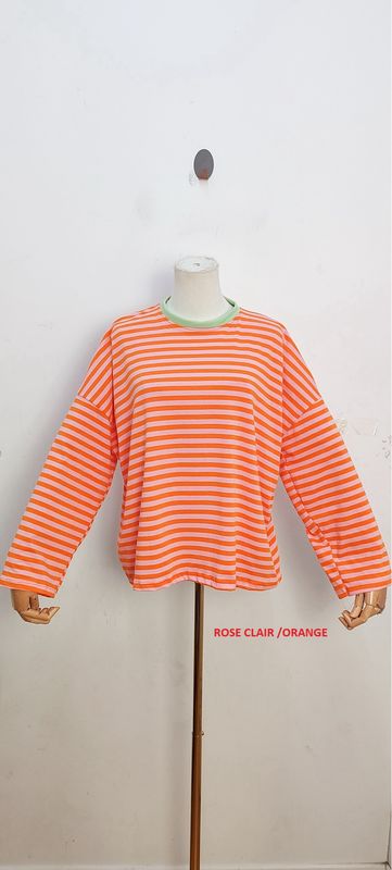 Frankie striped t-shirt - lange mouwen - roze &amp; oranje