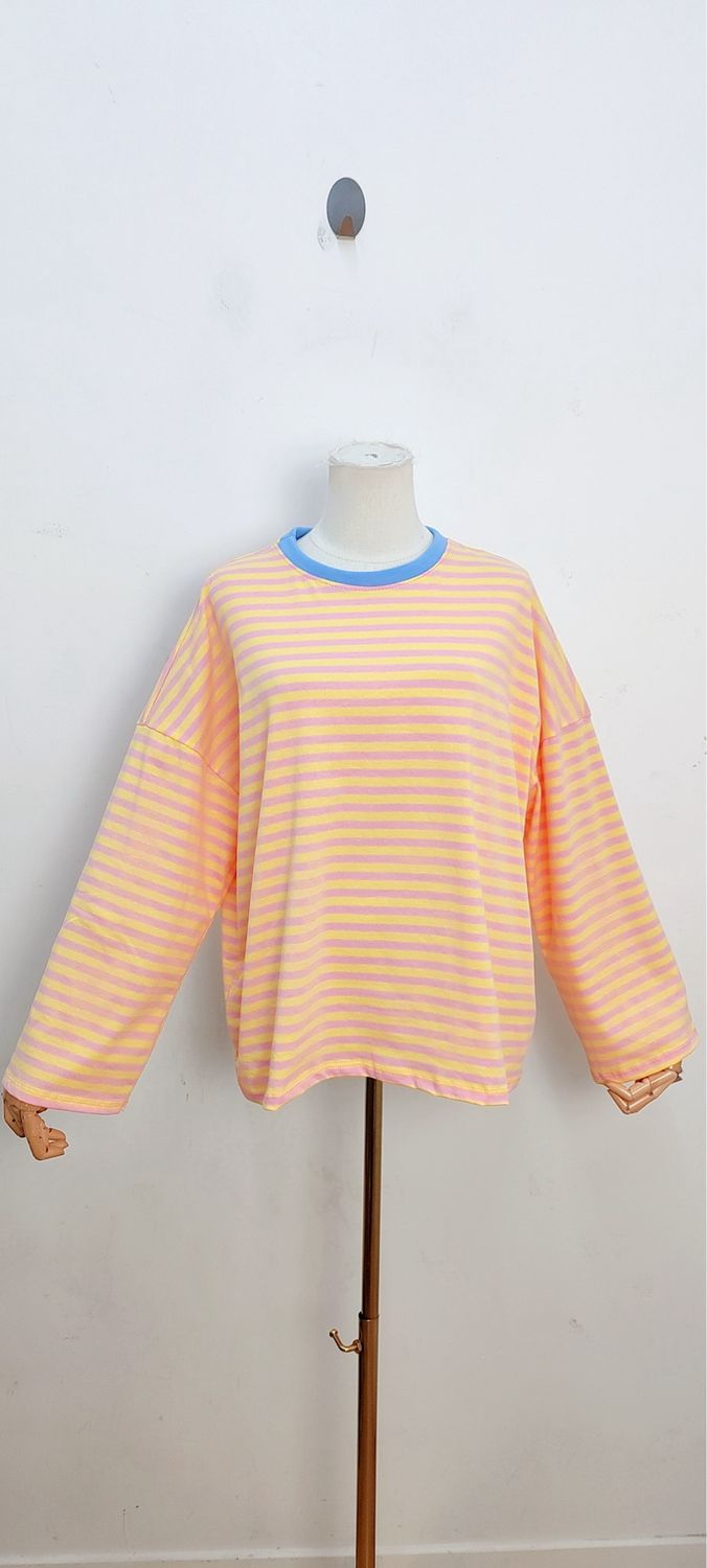 Frankie striped t-shirt - lange mouwen - geel &amp; roze