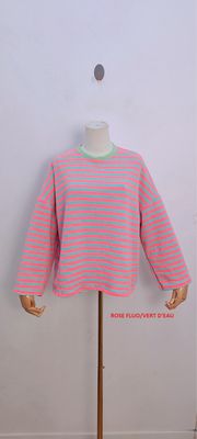 Bella striped t-shirt - lange mouwen - roze &amp; turquoise