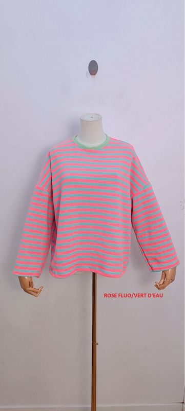 Bella striped t-shirt - lange mouwen - roze &amp; turquoise