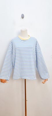 Frankie striped t-shirt - lange mouwen - wit &amp; lichtblauw
