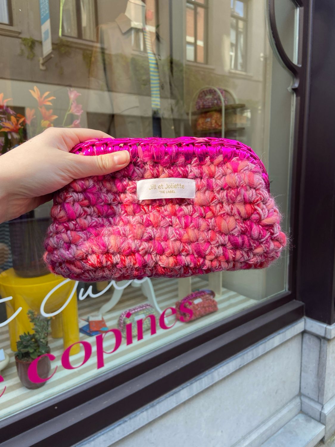 Recycled Ruby Metallic tas - fuchsia - small