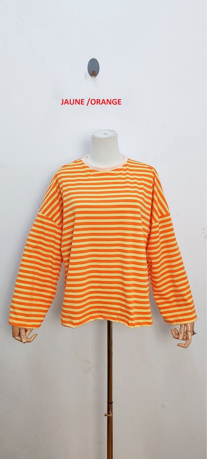 Frankie striped t-shirt - lange mouwen - oranje &amp; geel