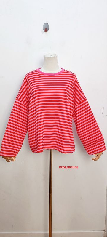 Frankie striped t-shirt - lange mouwen - rood &amp; roze