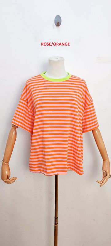 Frankie striped t-shirt - korte mouwen - roze &amp; oranje